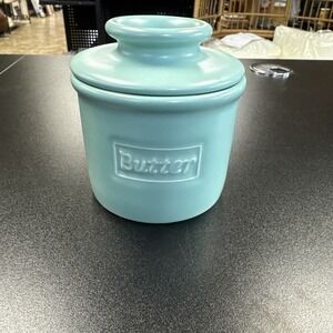 Ceramic Butter Keeper, Butter Bell Crock, Aqua Matte Cafe Collection